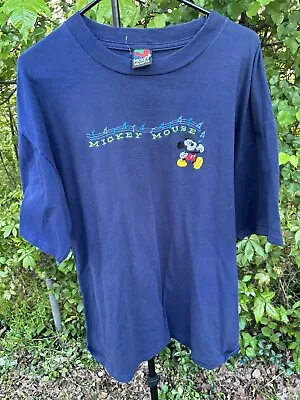 Vintage Mickey Unlimited Mickey Mouse Navy Blue T Shirt Size-XL By Jerry Leigh • $20