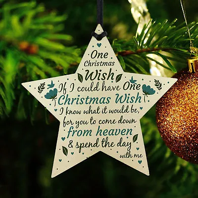 £3.99 • Buy Christmas Wish Memorial Tree Bauble Decorations Wooden Star Memorial Plaque