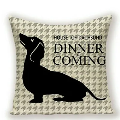 £5.99 • Buy Cute Linen Dachshund Cushion Cover Large Sausage Dog Lover