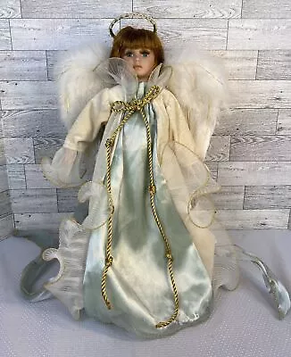 17  Angel With Feather Wings Dan Dee Collector's Choice Halo Green Cream Dress • $11.95