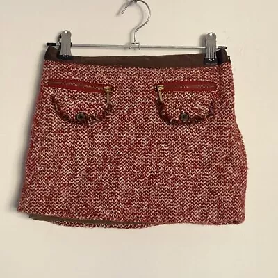 Mayoral Chic Age 7-8 H 128cm Girls Red Tweed Skirt With Zip Pockets Designer • £6.99