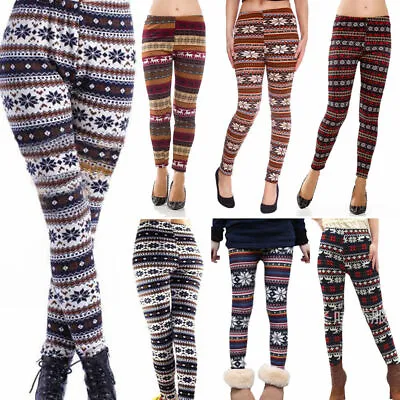 Winter Ski Fleece Lined Thick Leggings Womens Warmer Insulated Christmas Pants • $10.99