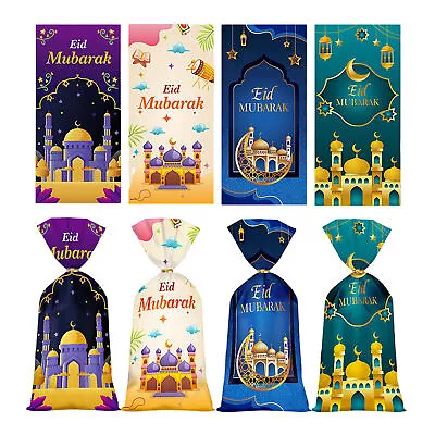 50Pcs Eid Mubarak Gift Bags Cookie Candy Bag Ramadan Party Treat Bags Decoration • $7.89