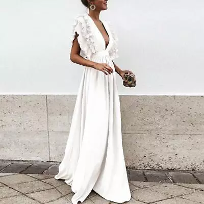 Women Evening Long Dress Gown Party Wedding Ball Formal Prom Bridesmaid Fashion • £26.28