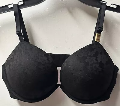 Victoria’s Secret PINK Super Push-up Bra Black Lace 36C Wear Everywhere Bra New • $29.95