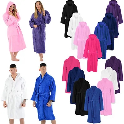 Velour Terry Towel Bath Robe 100% Luxury Egyptian Cotton Towelling Soft Bathrobe • £17.99