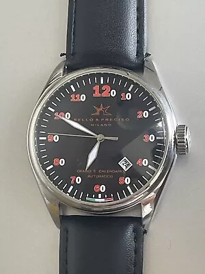 Mens Watch Bello & Preciso Milano Italain NOS Black Dial Automatic 43mm • £80