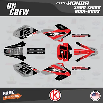 Graphics Kit For HONDA XR80 XR100 (2001-2003) Og-crew Series - Red • $59.99