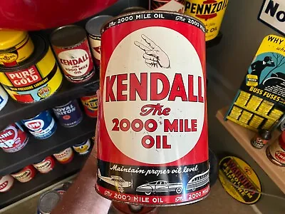 Vintage 5-quart~ Kendall- The 2000 Mile Motor Oil Can~ No Bottom Clean Body Can! • $225