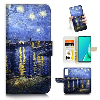 $13.99 • Buy ( For Oppo A57 / A57S ) Wallet Flip Case Cover AJ23025 Starry Night Rhone