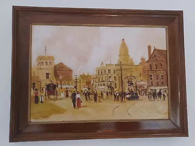 Vintage Oil Painting On Board Historic Sheffield In Victorian Time By D.P.Little • £45