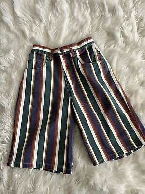 Vintage Shorts Copper Key Stripes Striped 90’s  High Rise Waist Mom Denim 5 • $17