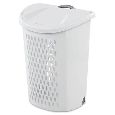 Ultra Wheeled Hamper Plastic Laundry Basket With Wheels-WhiteFor HomeDorm，US • $19.38