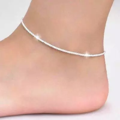 Rope Ankle Bracelet Women Girls 925 Sterling Silver Anklet Foot Chain Beach Gift • £3.49