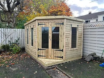Garden Shed Corner Summer House Tanalised Super Heavy Duty 12x8 19mm T&g. 3x2 • £2420