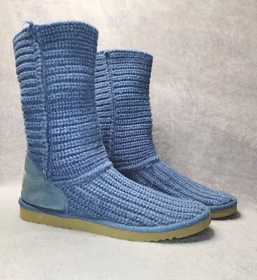 UGG Australia Women's 6 Cardy Knit Sweater Slip On Boots Blue 5833  • $69.77