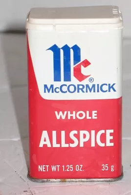 Vintage McCormick Whole Allspice Plastic Lidded Metal Storage Tin Can Jar • $5