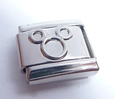 MICKEY MOUSE EARS Italian Charm Silver Shiny Fits 9mm Classic Starter Bracelets  • £2.99