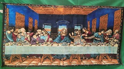 Vintage The Last Supper Jesus & Apostles Tapestry Wallhanging 39  X 20  Lebanon  • $25