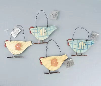 4 X Gisela Graham Rustic Metal Chicken Hanging Decorations Hand Painted • £16