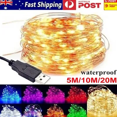 $6.99 • Buy 5-20M USB LED Copper Wire String Fairy Lights Party Home Garden Decor Warm White