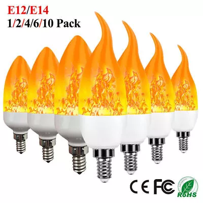 E14 E12 LED Flicker Flame Effect Candle Light Bulb Fire Burning Lamp Home Decor • $11.29