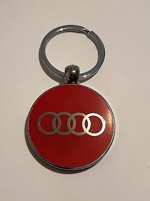 Genuine Red Audi Classic Round   Metal KeyRing A3 A4  • $9.46