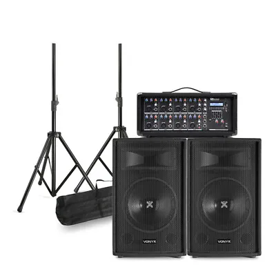 Complete Band Singer PA System - Vonyx SL12-V612 Speakers Stands & Mixer Amp • £479