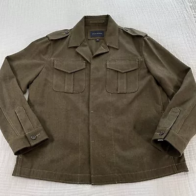 Banana Republic Jacket Mens XL Green Military Wool Travel Safari Field Shacket • $79.88