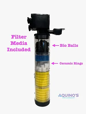 Fish Tank Canister Internal Filter: Submersible Media Included - 320 GPH POWER • $32.99