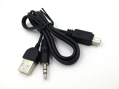 Mini USB To USB A + 3.5mm Jack Charger Cable Phone Audio Lead Speakers • £2.34