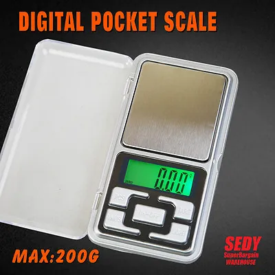 Mini 200g 0.01g Digital Pocket Scales Jewellery Precision Electronic Weight Lab • $14.99