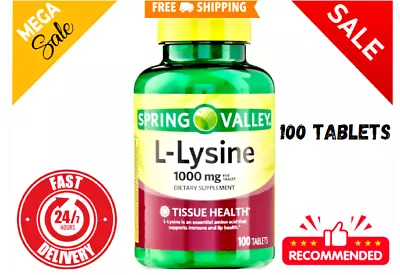 Spring Valley L-Lysine Tablets 1000 Mg 100 Count Free Shipping • $7.20