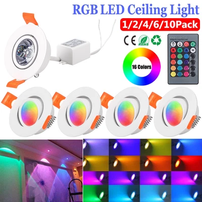 £6.59 • Buy RGB LED Ceiling Lights Colors Changing Recessed Round Downlight Panel Remote UK