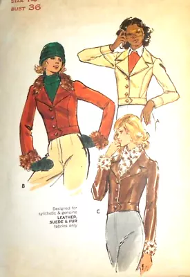 Vintage SEMI-FITTED JACKET Butterick Sewing Pattern~SIZE 14~#3223~LEATHER FUR !! • $5