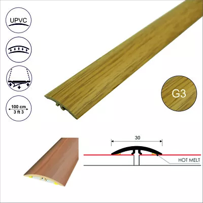 UPVC SELF ADHESIVE WOOD EFFECT DOOR FLOOR BAR-TRIM-THRESHOLD-30mm  • £3.99