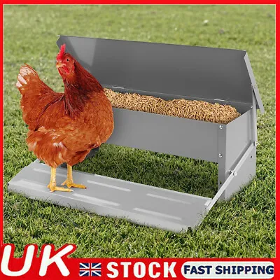 Metal Chicken Feeder Automatic Poultry Self Opening Treadle Aluminium Waterproof • £16.50