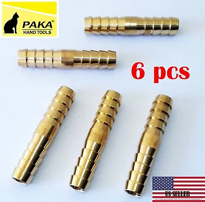 $9.99 • Buy 6 PC - 3/8  Hose Barb Mender Union Splicer Brass Fitting Gas Fuel Water