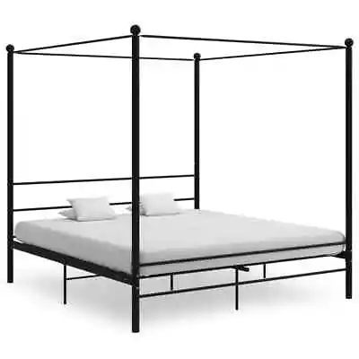 Canopy Bed Frame Black Metal 200x200  R0I5 • £254.99