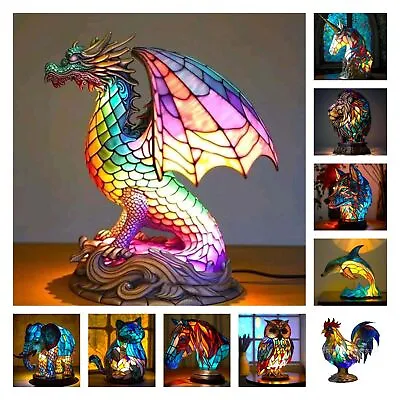 Animal Table Lamp Stained Night Light Retro Desk Lamps Decoration Xmas Gift • $26.99