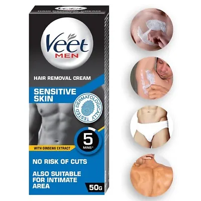 Veet Hair Removal Cream For Men Sensitive Skin - 50g Free Shipping • $9.99