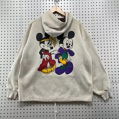 Vintage DIsney Mikey Minnie Hoodie Sweatshirt FITS Mens Large Plaid Hood 24x25 • $28.49