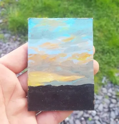 Collectable Original ACEO Oil Painting Sunset Landscape Impressionist 2022  • £10