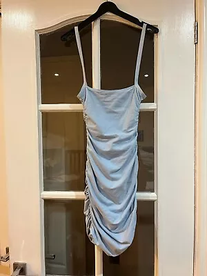 Oh Polly Blue Ruched Dress Size 6 • £14.99