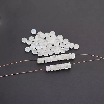 65 Small Rainbow Moonstone Rondelle Beads White Semiprecious Avg 5mm 6mm • $6
