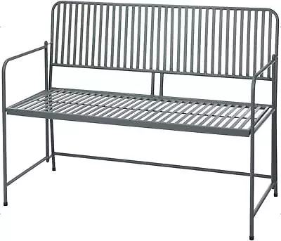 Metal Folding Garden Bench Contemporary Bistro Outdoor Seating Grey Matt • £119.99
