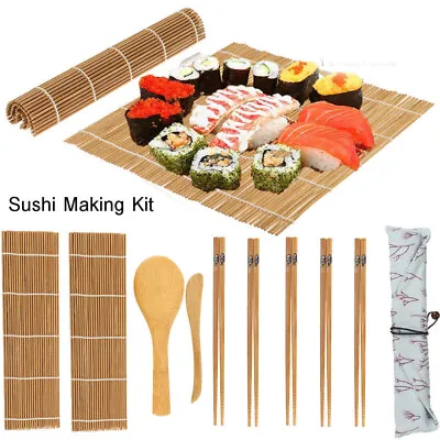 £8.98 • Buy Sushi Making Kit Bamboo Rice Mold Mat Rolling Gift Maker Set Beginners