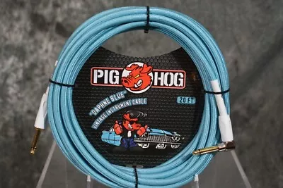 Pig Hog Daphne Blue Instrument Guitar Cable 20ft Right Angle W/FREE SHIPPING • $28.48