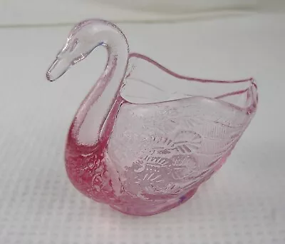 Vintage Dusty Pink Fenton Glass Swan Marked Trinket Dish Nut • $10