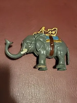 Vintage Cast Iron Mechanical Bank Circus Elephant Coin Metal  Piggie Bank Blue. • $69.99